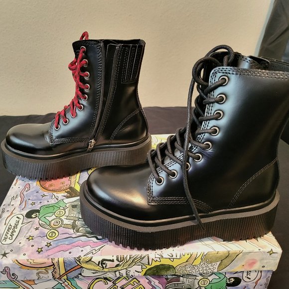 Jeffrey Campbell Sopas Combat Boots Black Platform - Picture 1 of 8
